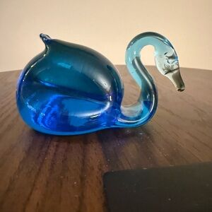 Elegant Blue Glass Swan Figurine
